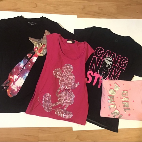 4 graphic t shirt bundle pink with laser cat, Minnie Mouse crystal, and more - Picture 16 of 16